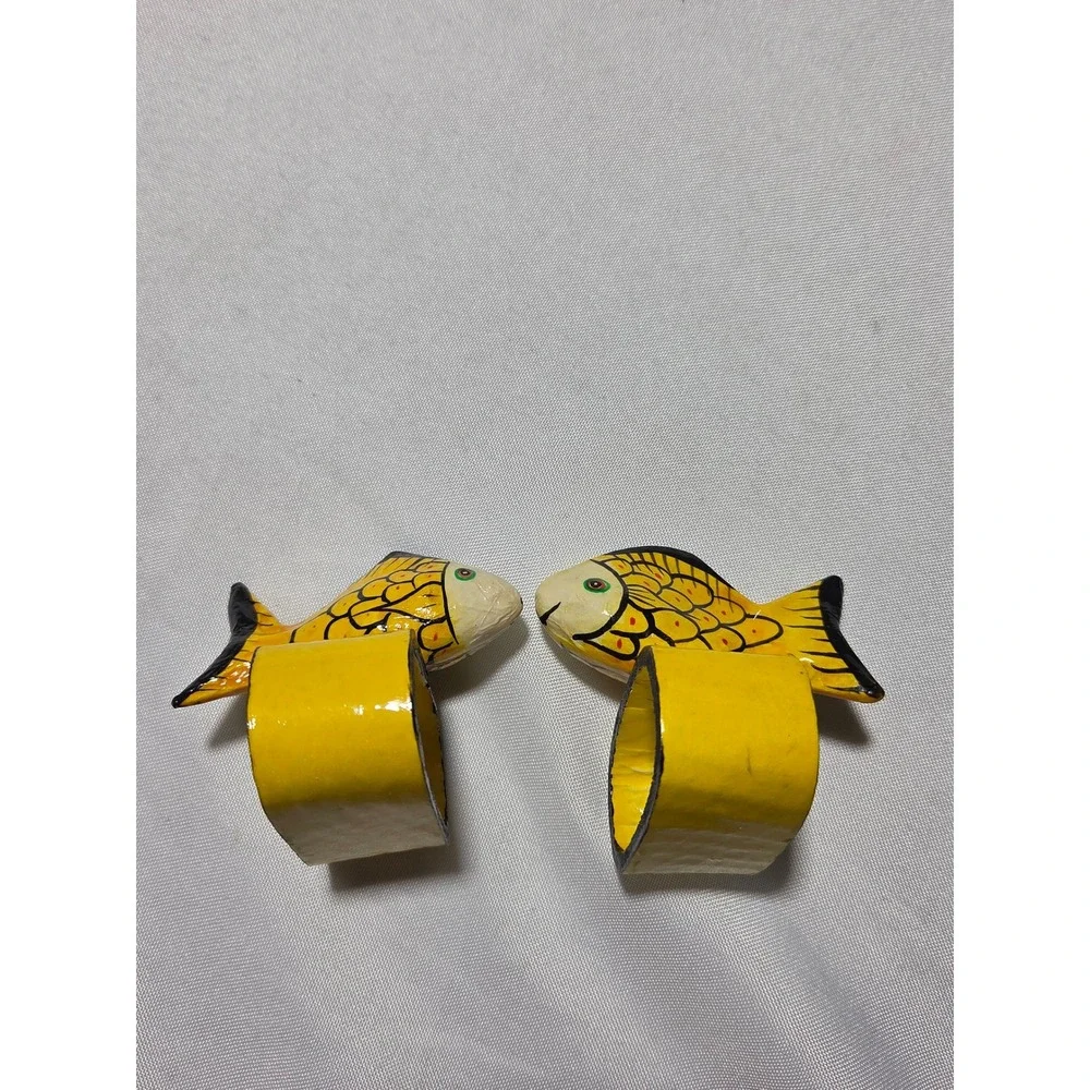8pc Hand Painted Wooden Fish‎ Napkin Holders Tropical Coastal Beach Table Decor